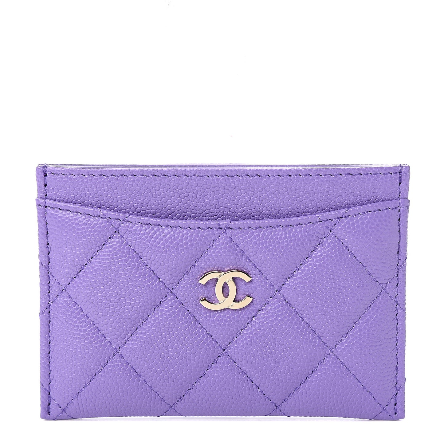 Caviar Quilted Card Holder Purple