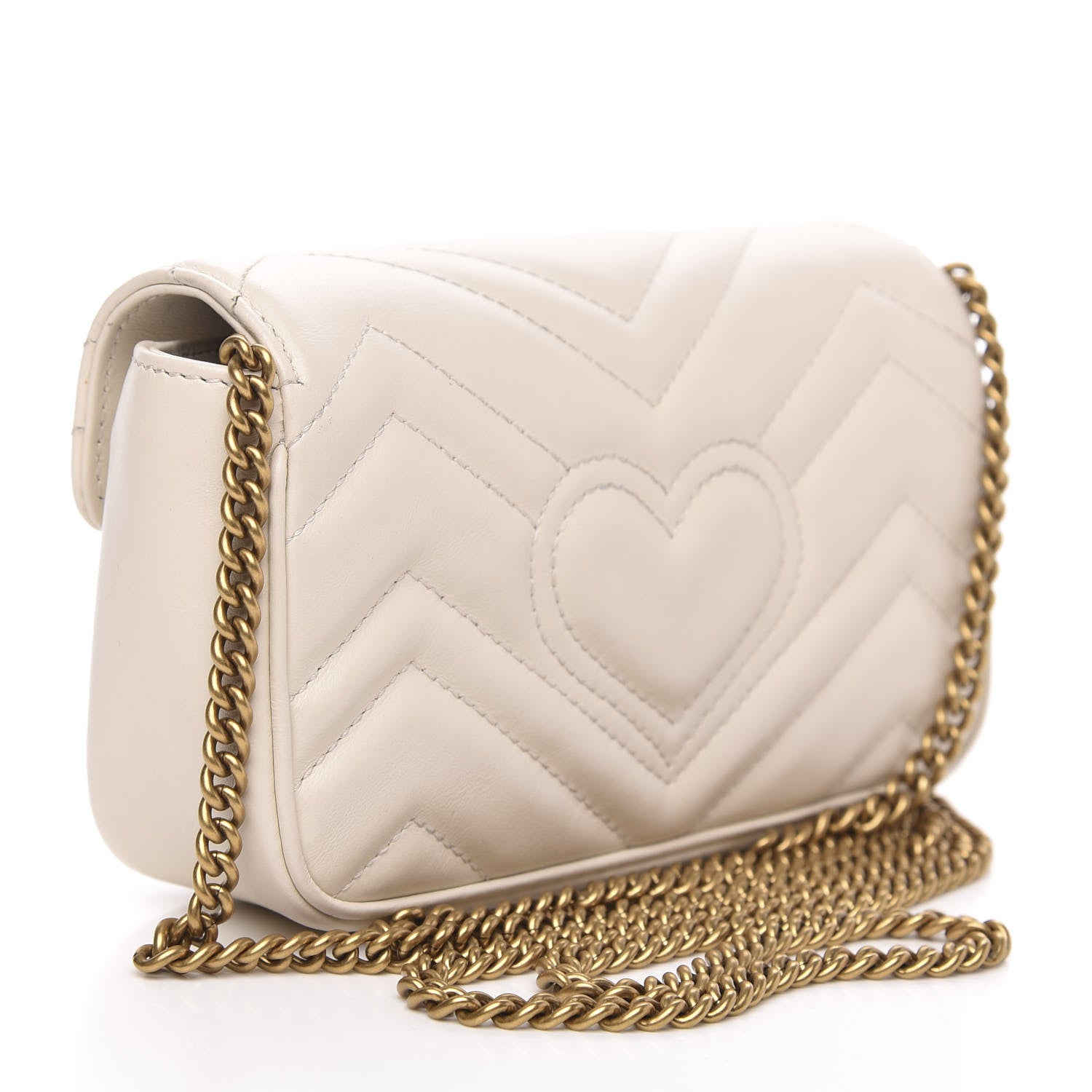 Gucci Calfskin Matelasse Super Mini GG Marmont Shoulder Bag White 3 of 12