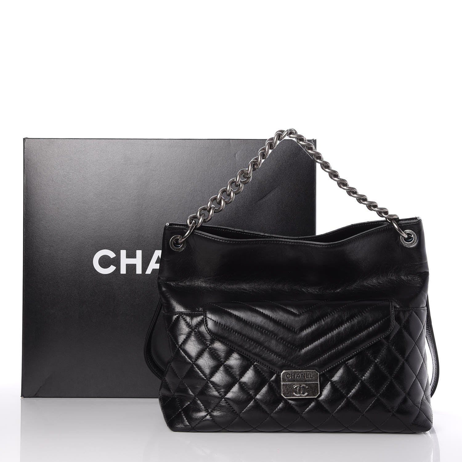 Chanel Aged Calfskin Quilted Mad About Quilting Hobo Black 9 of 9