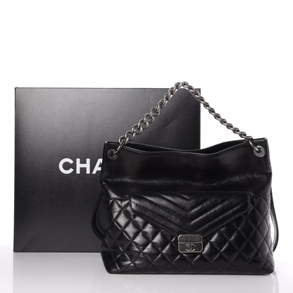 Chanel Aged Calfskin Quilted Mad About Quilting Hobo Black 9 of 9