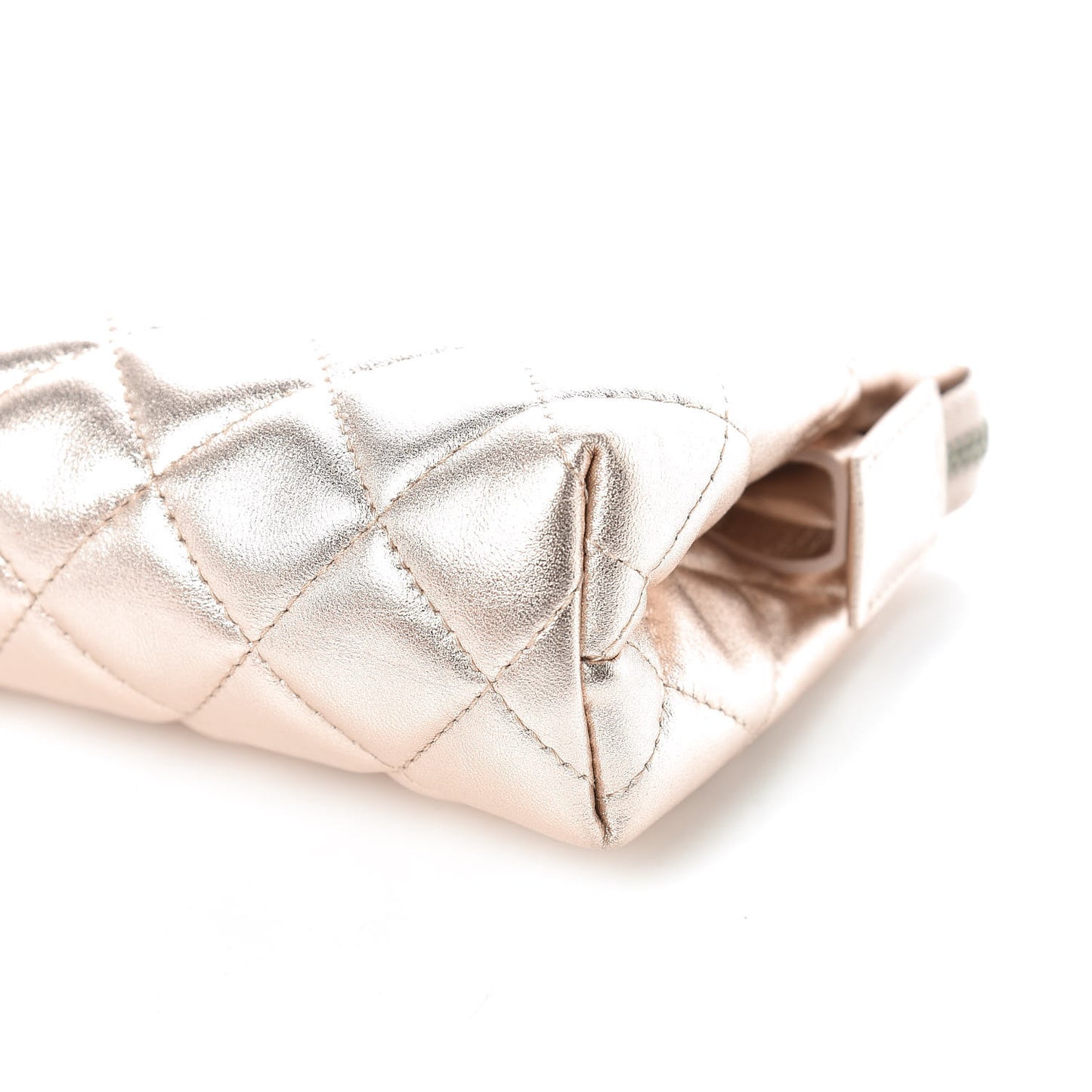 Metallic Lambskin Quilted Cosmetic Pouch Light Pink