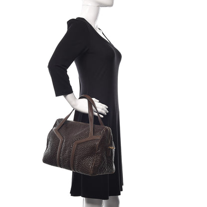 Saint Laurent Pebbled Lambskin Sac Bowly Dark Brown 2 of 14