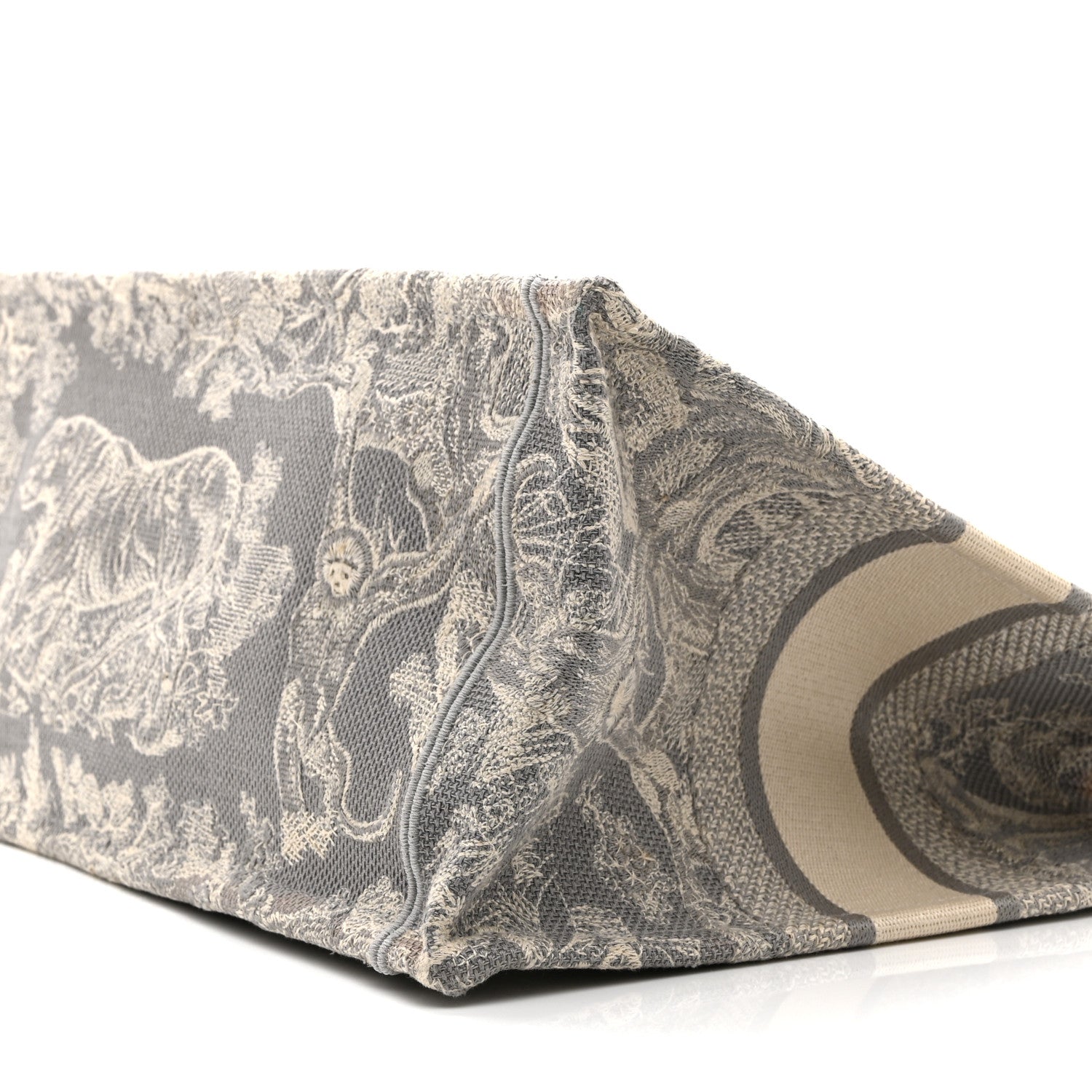 Christian Dior Canvas Embroidered Medium Dioriviera Toile De Jouy Reverse Book Tote Gray 10 of 10