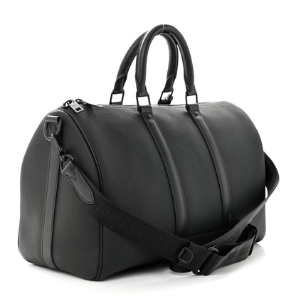 Louis Vuitton Grained Calfskin Aerogram Keepall Bandouliere 40 Black 2 of 16
