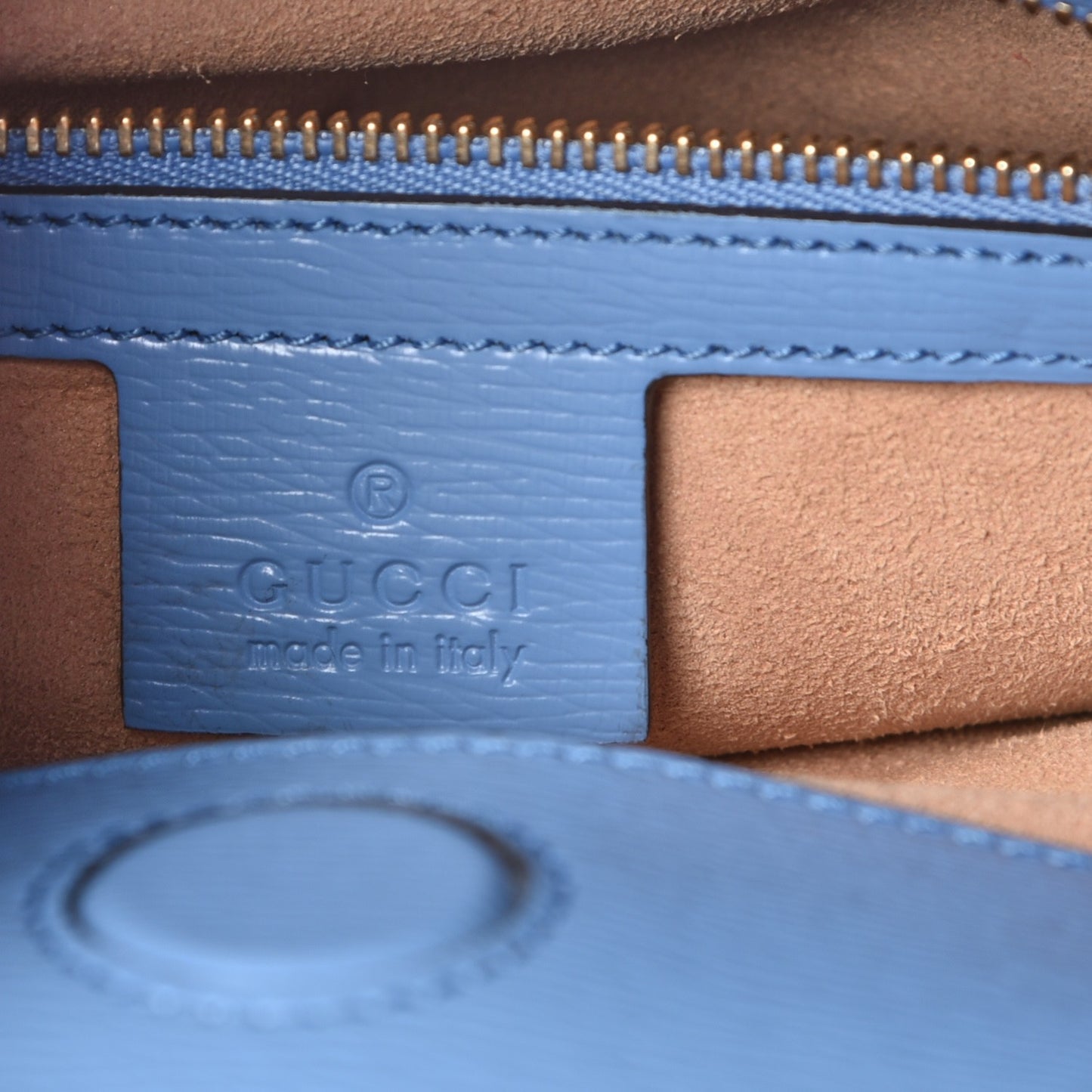 Calfskin Bamboo Web New Flora Small Nymphaea Top Handle Bag Azure