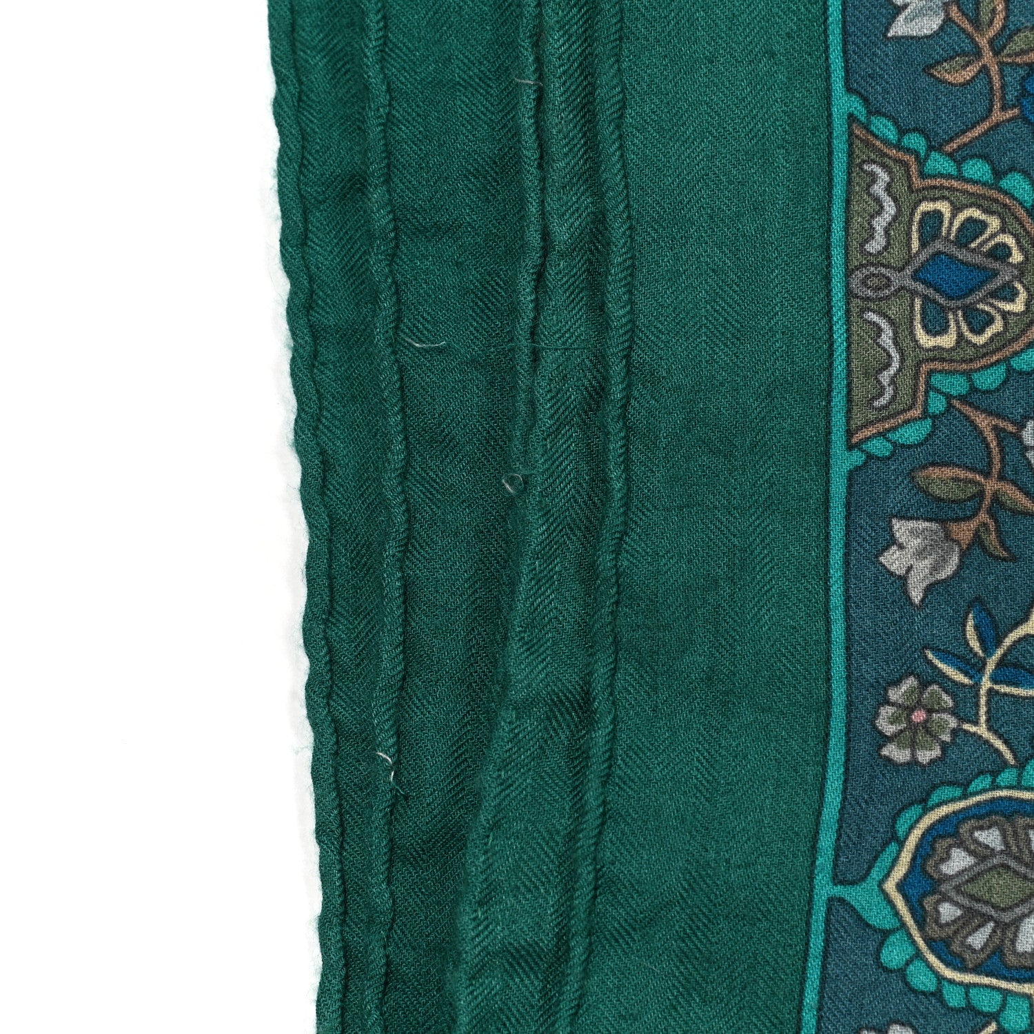 Hermes Cashmere Silk Au Pays Des Oiseaux Fleurs Shawl 140 Vert White Turquoise 7 of 9