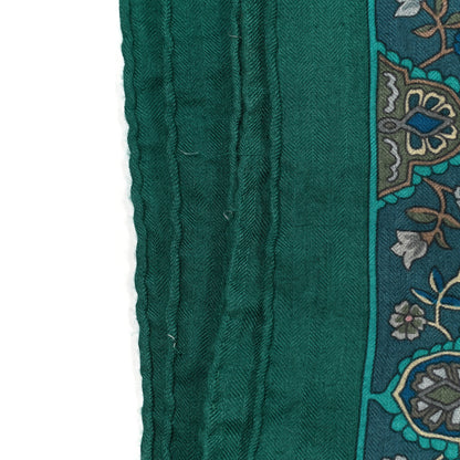 Hermes Cashmere Silk Au Pays Des Oiseaux Fleurs Shawl 140 Vert White Turquoise 7 of 9