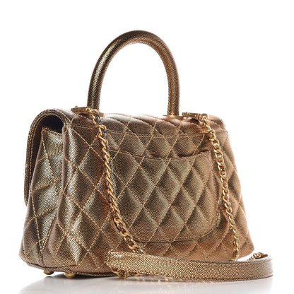 Chanel Metallic Caviar Quilted Mini Coco Handle Flap Gold 3 of 10