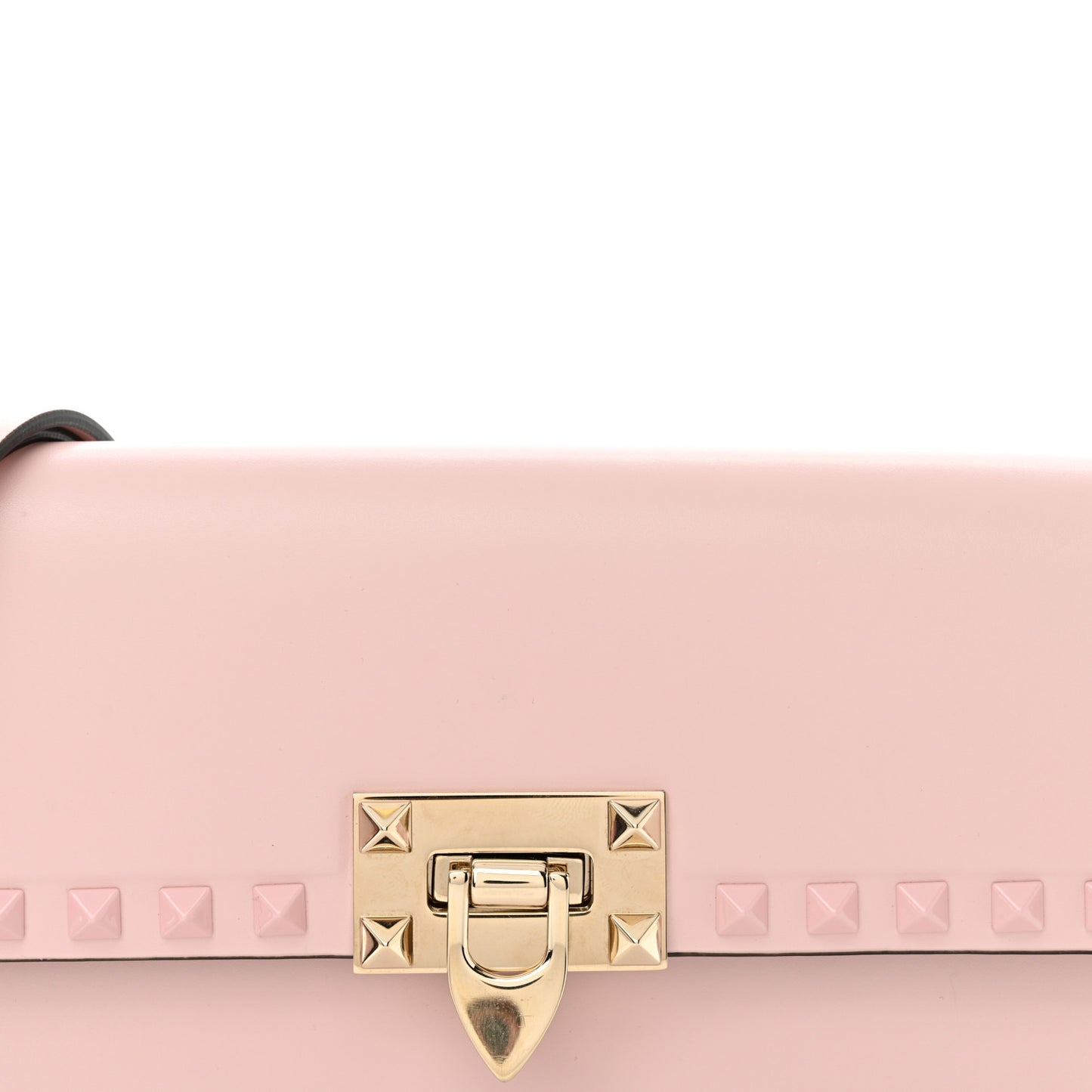 Smooth Calfskin Monochrome Rockstud Flip Lock Shoulder Bag Poudre