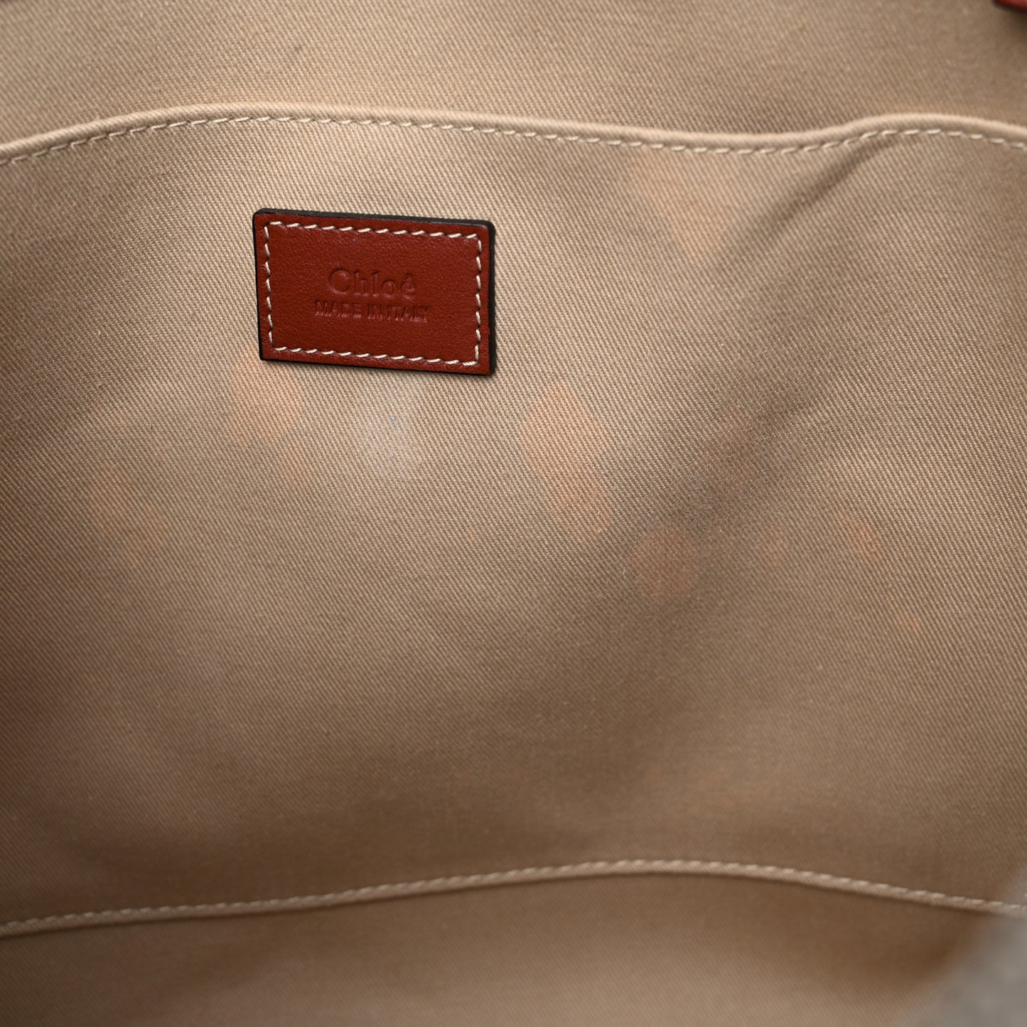 Cotton Calfskin Medium Woody Ribbon Tote White Brown