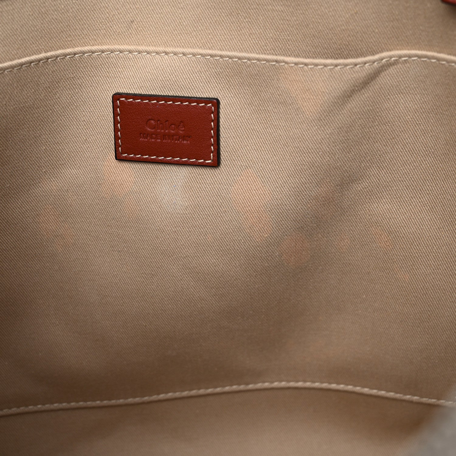 Chloe Cotton Calfskin Medium Woody Ribbon Tote White Brown 15 of 20