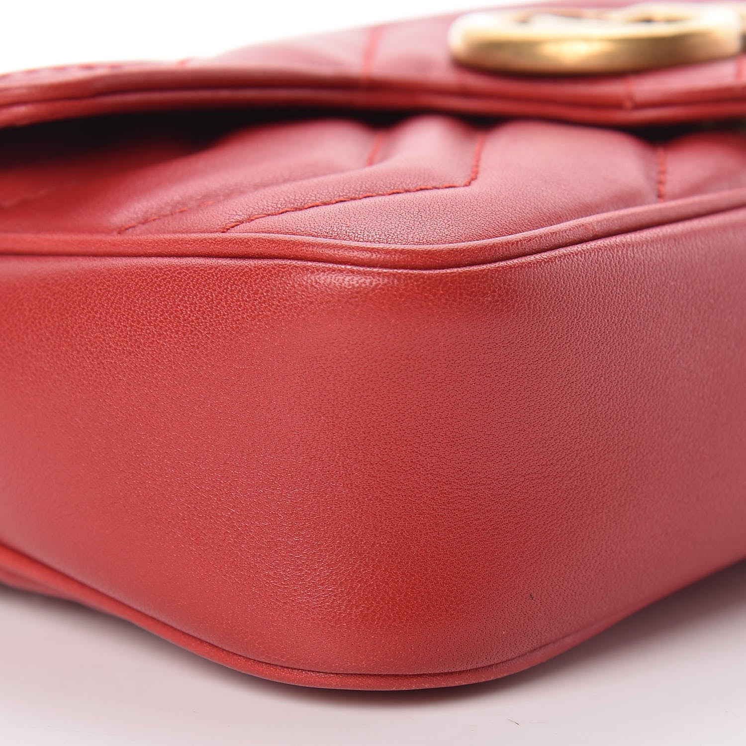 Gucci Calfskin Matelasse Super Mini GG Marmont Shoulder Bag Hibiscus Red 9 of 10