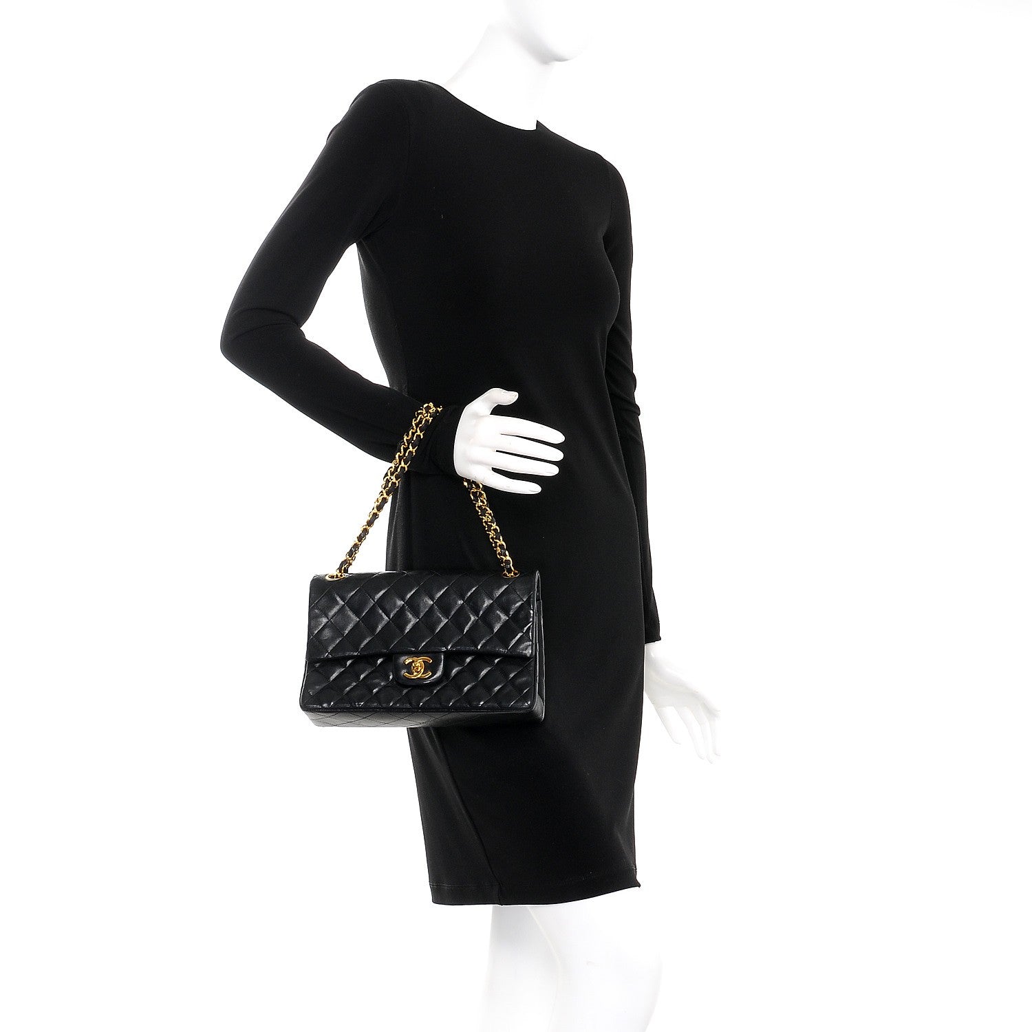 Chanel Lambskin Quilted Medium Double Flap Black 3 of 11