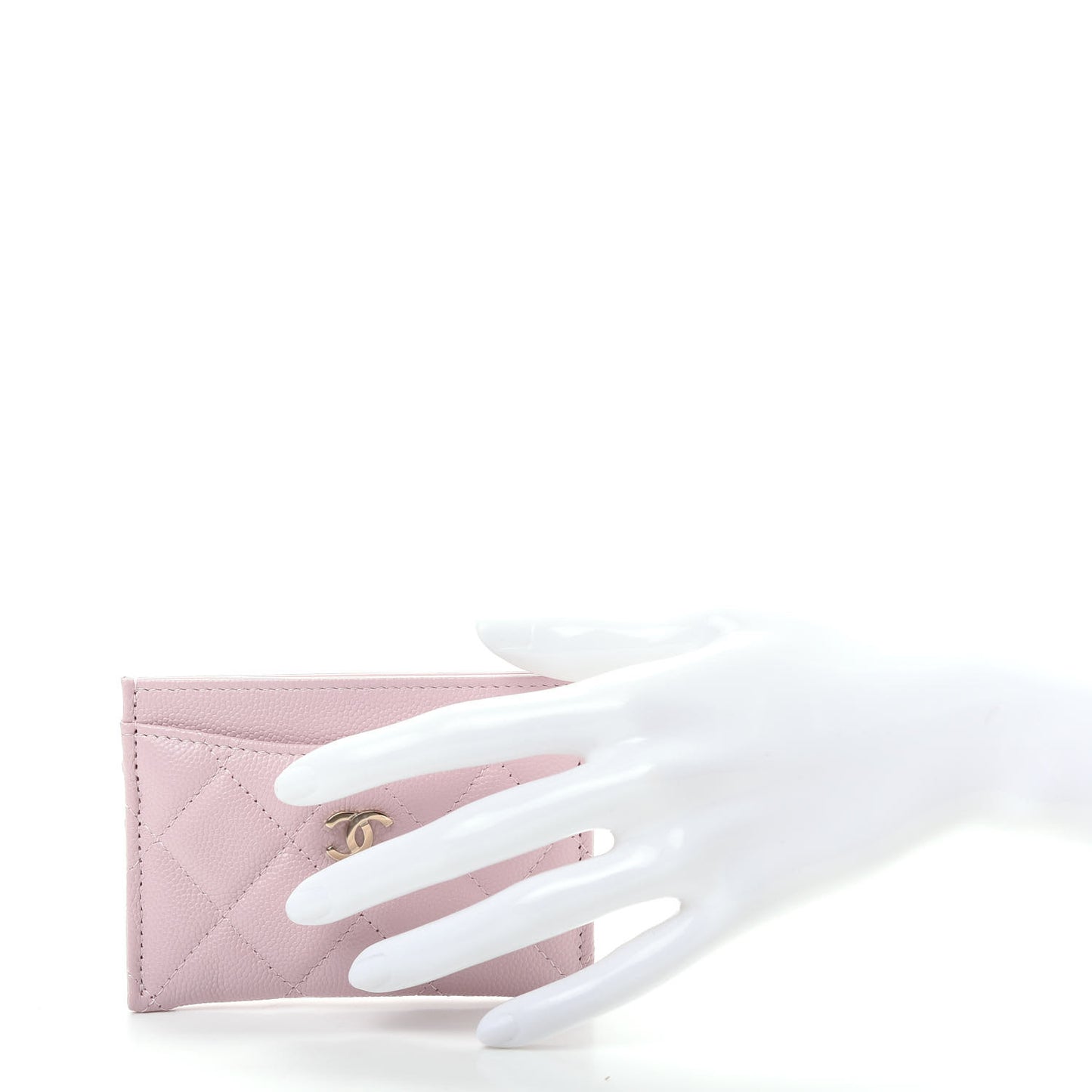 Caviar Quilted Card Holder Light Pink