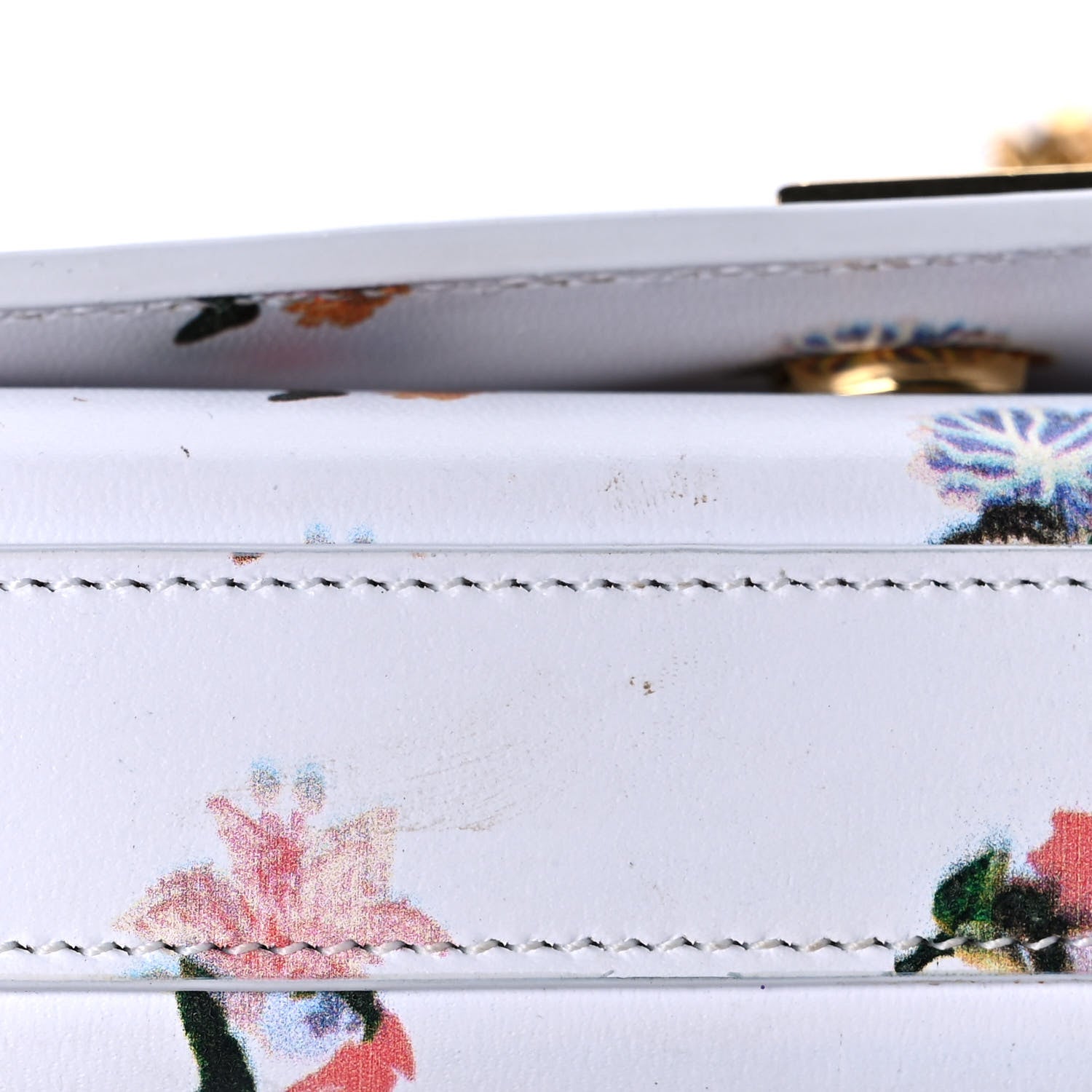 Saint Laurent Calfskin Prairie Flower Printed Small Classic Monogram Kate Satchel White 12 of 14
