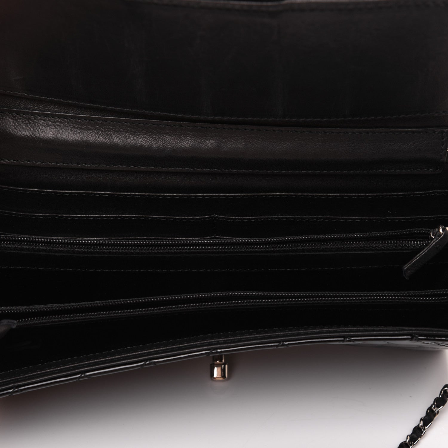 Chanel Patent Calfskin Quilted Flap Clutch With Chain Black 5 of 14