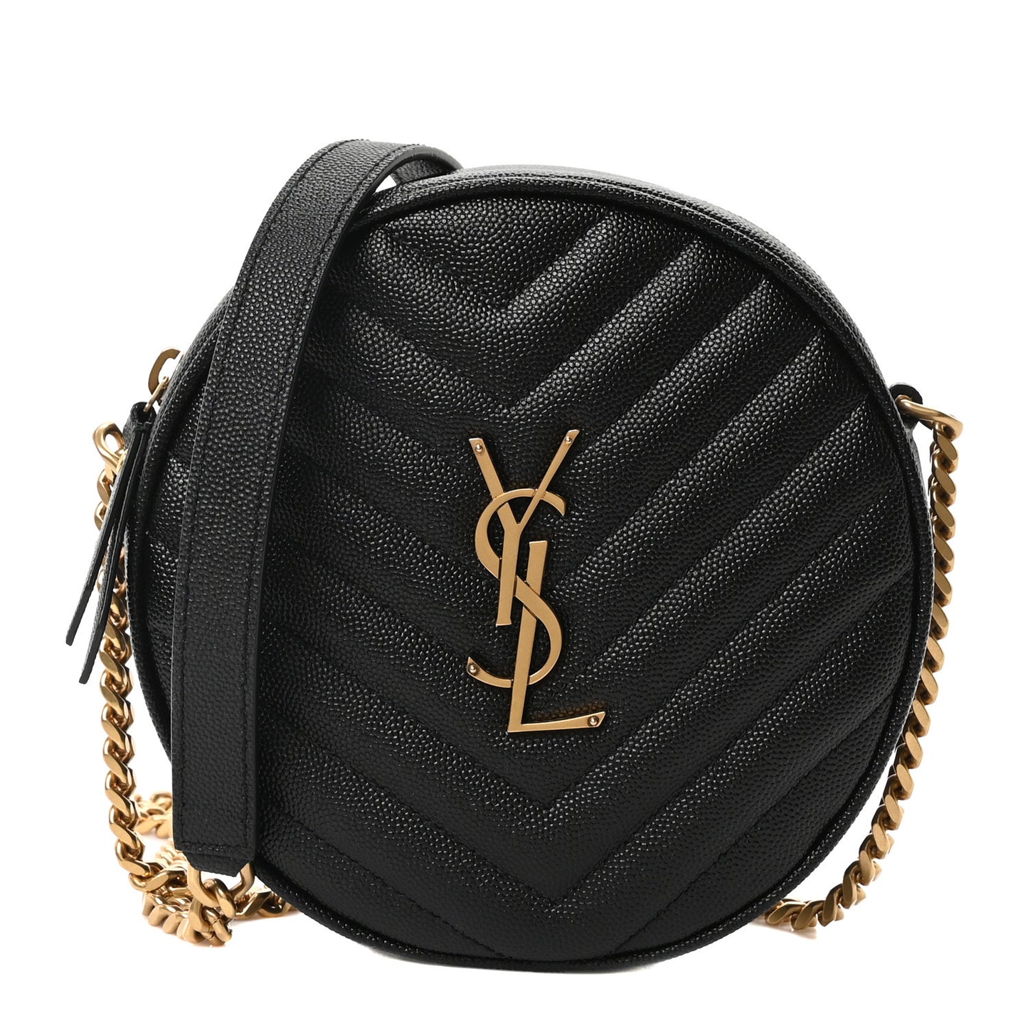 Grain De Poudre Matelasse Chevron Quilted Round Vinyle Camera Bag Black