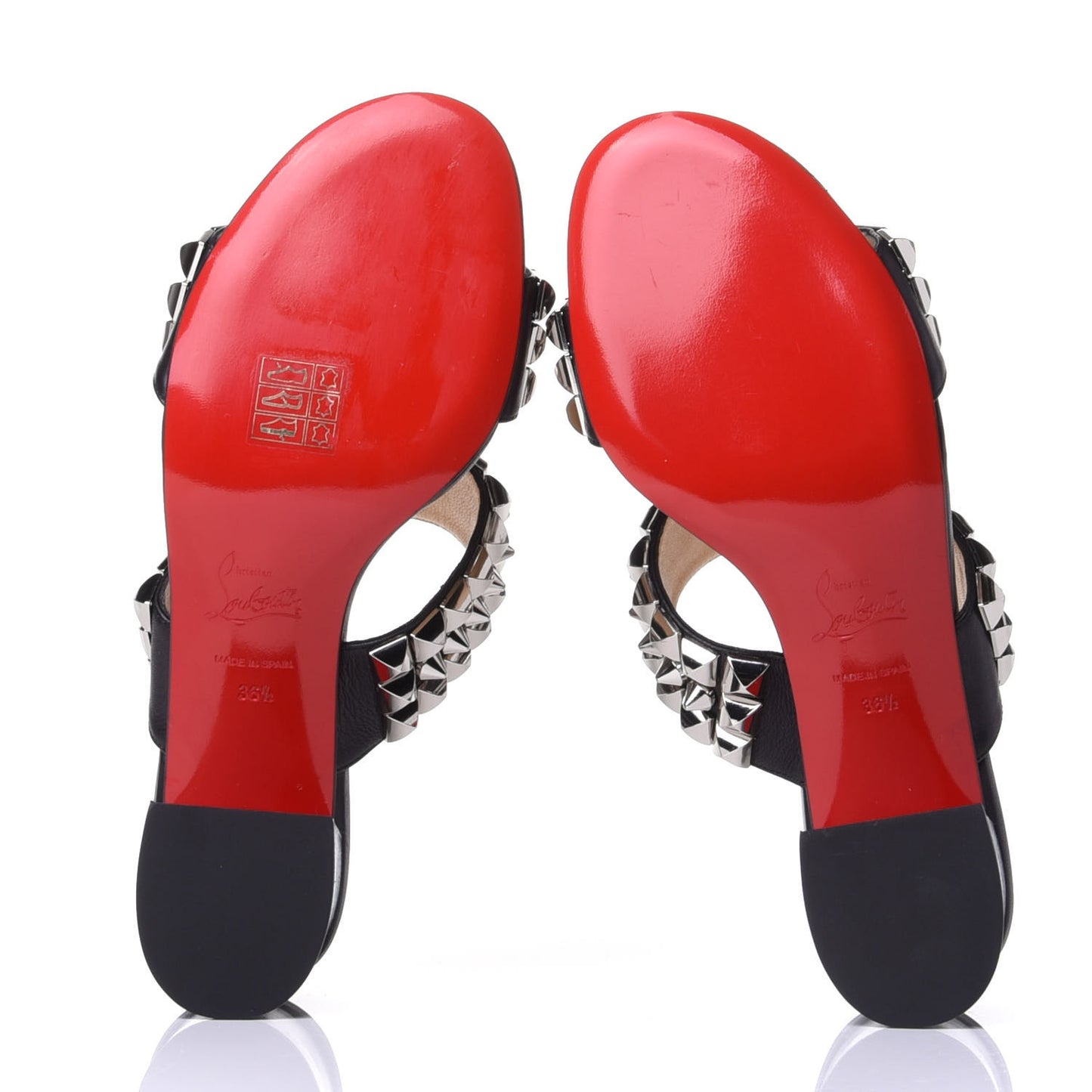 Calfskin Studded Tina Goes Mad 55 Slide Sandals 36.5 Black