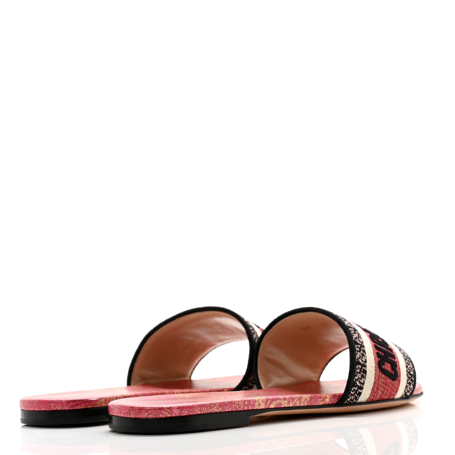 Christian Dior Canvas Embroidered Brocart Dway Mules Slide Sandals 39 Cherry 4 of 9