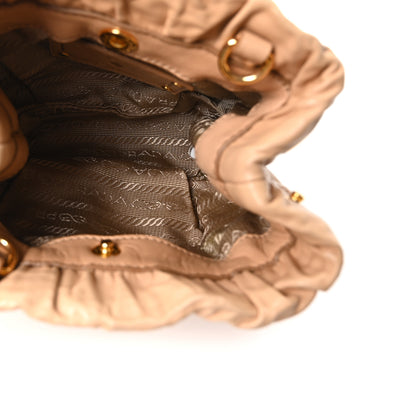 Prada Nappa Antique Bucket Bag Beige 4 of 9