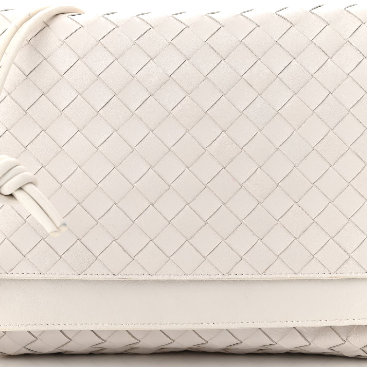 Nappa Intrecciato Medium Knot Flap Crossbody White