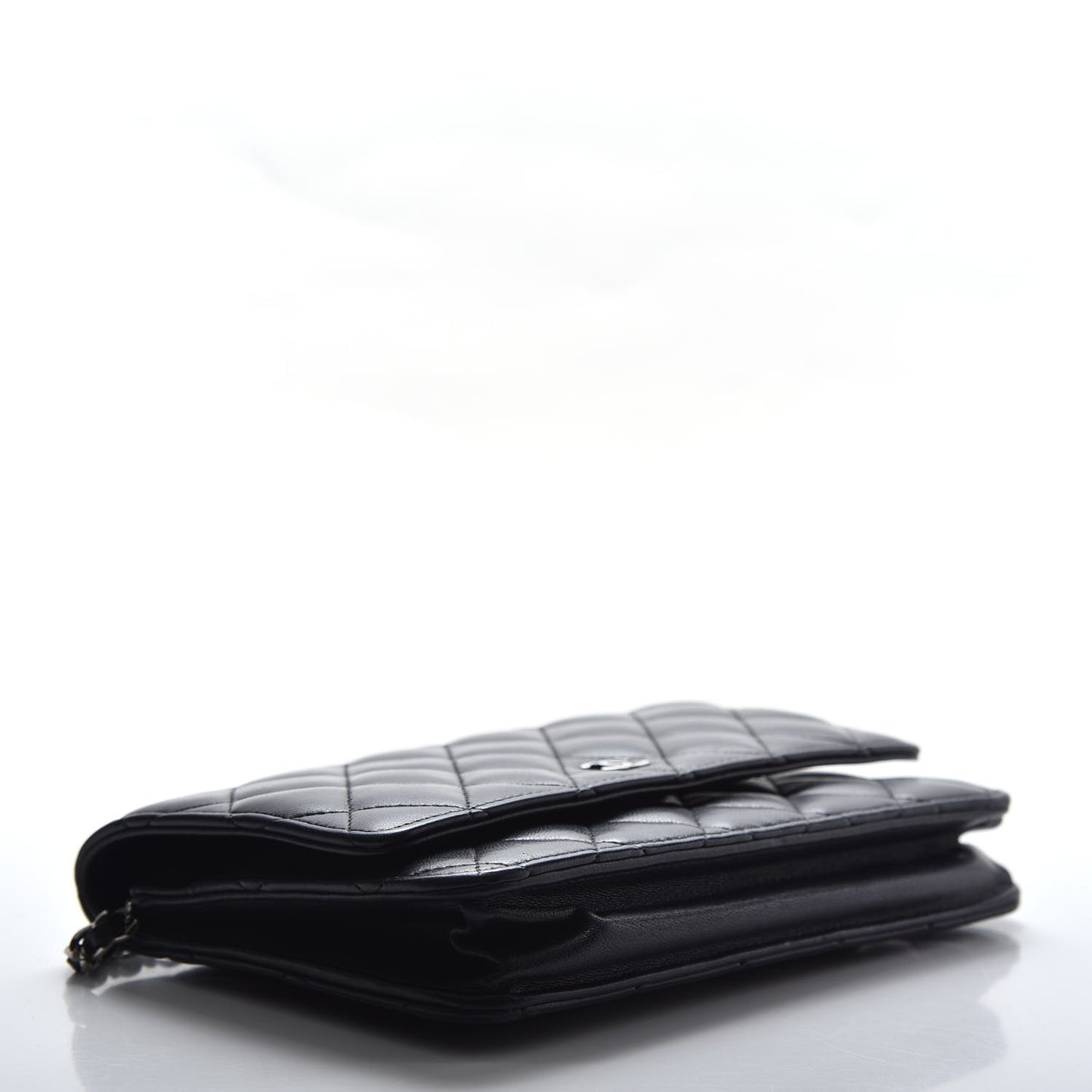 Lambskin Quilted Wallet On Chain WOC Black