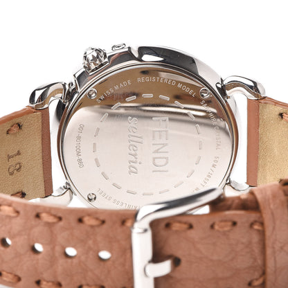 Fendi Stainless Steel Calfskin Mother of Pearl 37mm Selleria Quartz Watch Pink 5 of 9