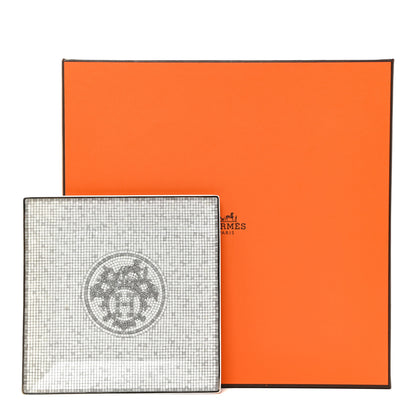 Hermes Porcelain Mosaique Au 24 Platinum Square Plate N°3 7 of 7