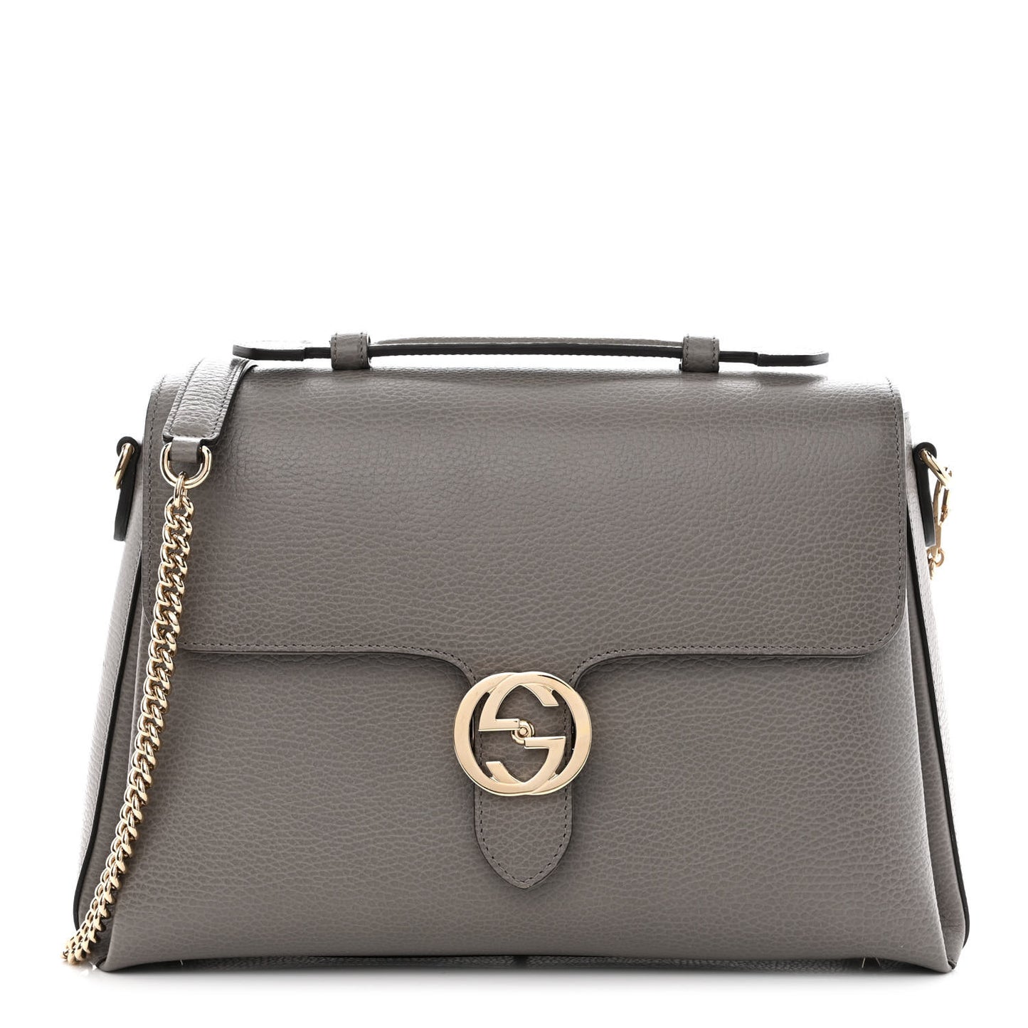 Dollar Calfskin Medium Interlocking G Top Handle Shoulder Bag Loess