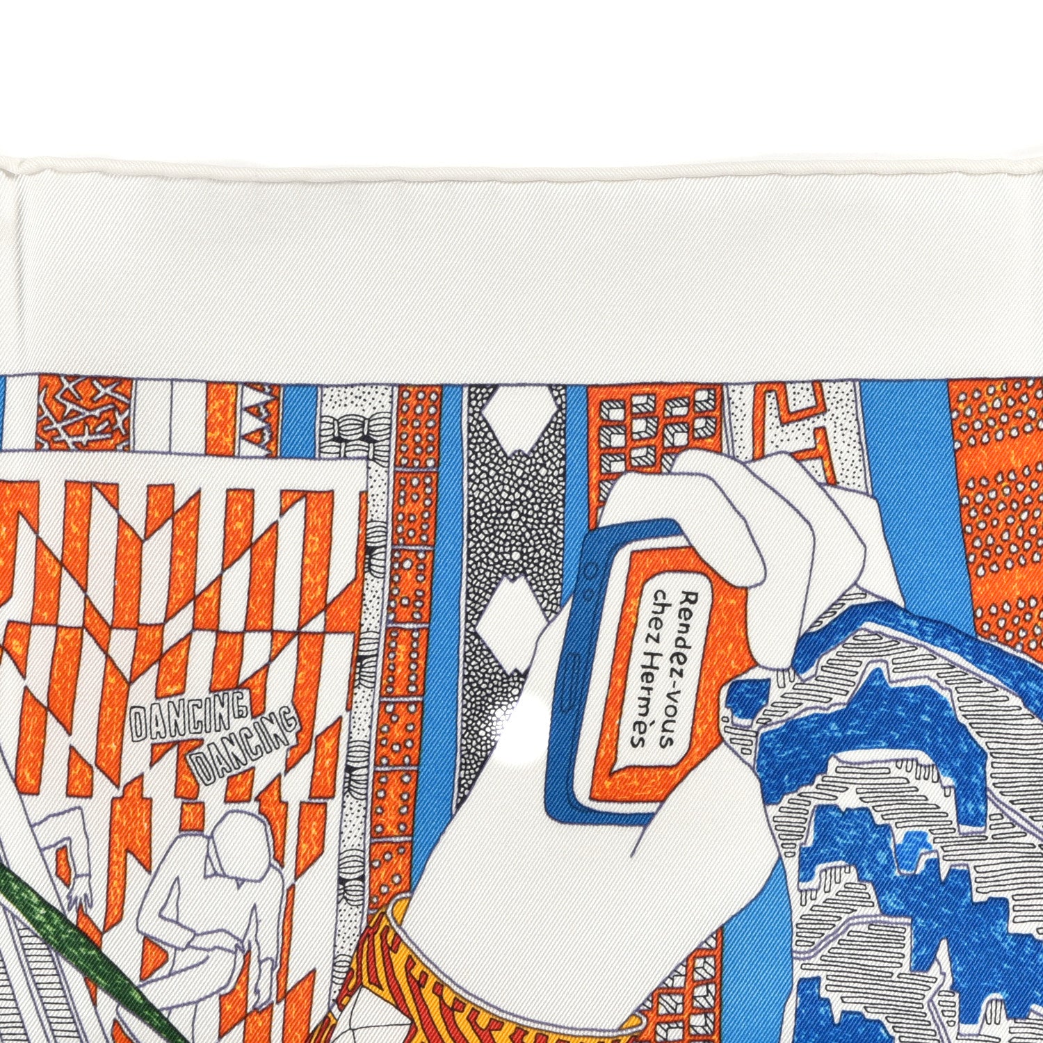 Hermes Silk Rendez-Vous Chez Scarf 70 Blanc Rouge Vert Multi 3 of 7
