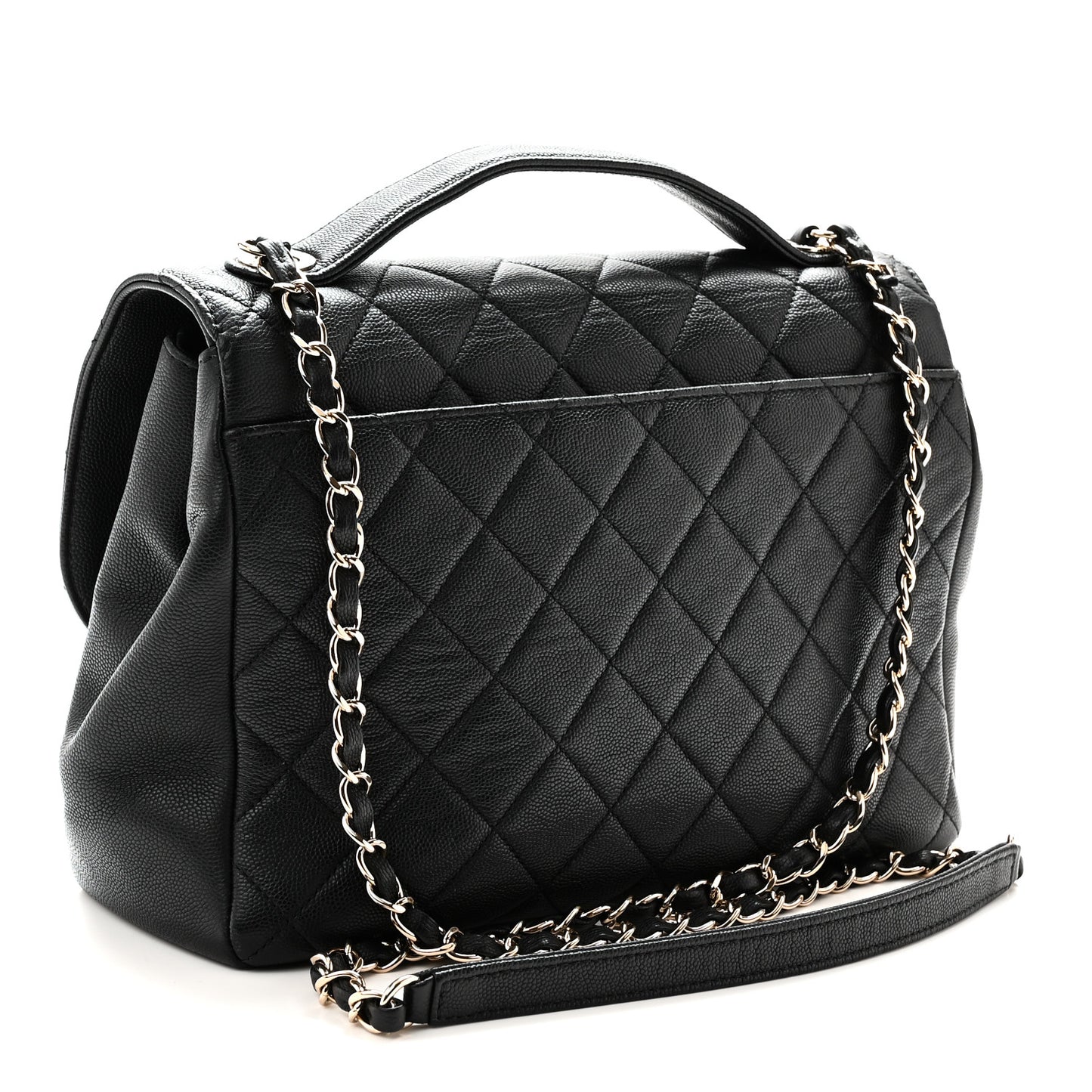 Caviar Quilted Large Business Affinity Flap Black Black