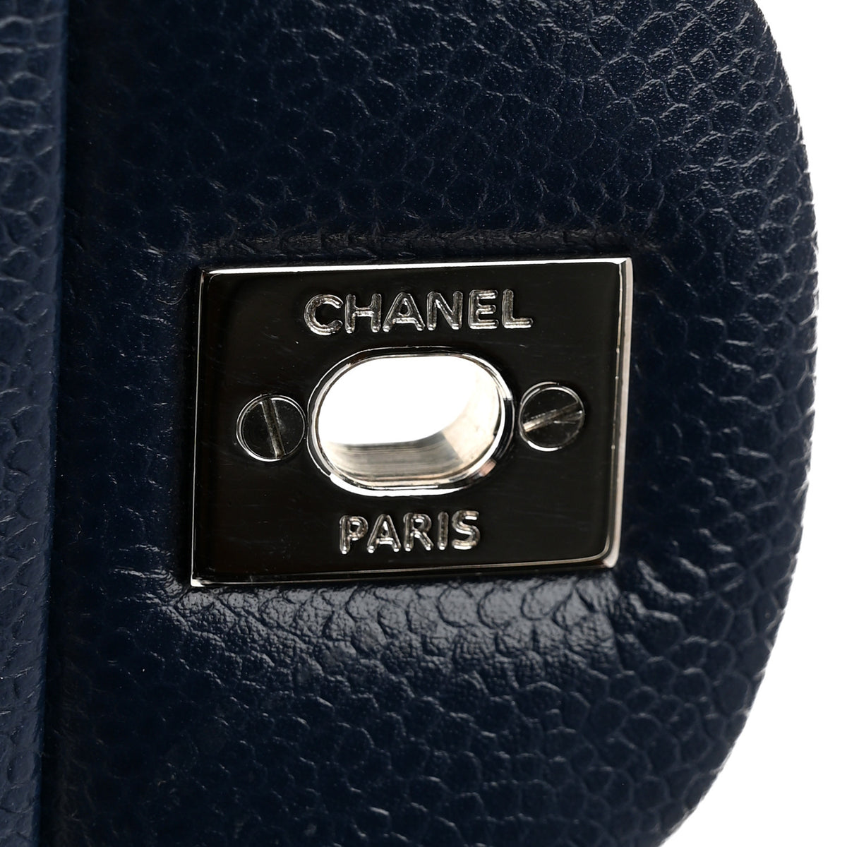 Caviar Quilted Jumbo Double Flap Navy Blue