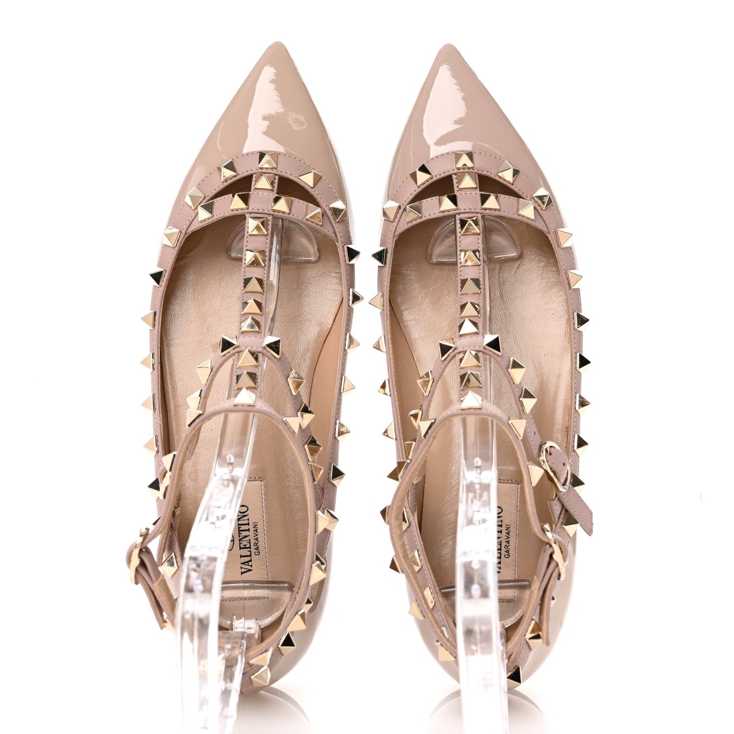 Patent Rockstud Cage Ballerina Flats 38.5 Poudre