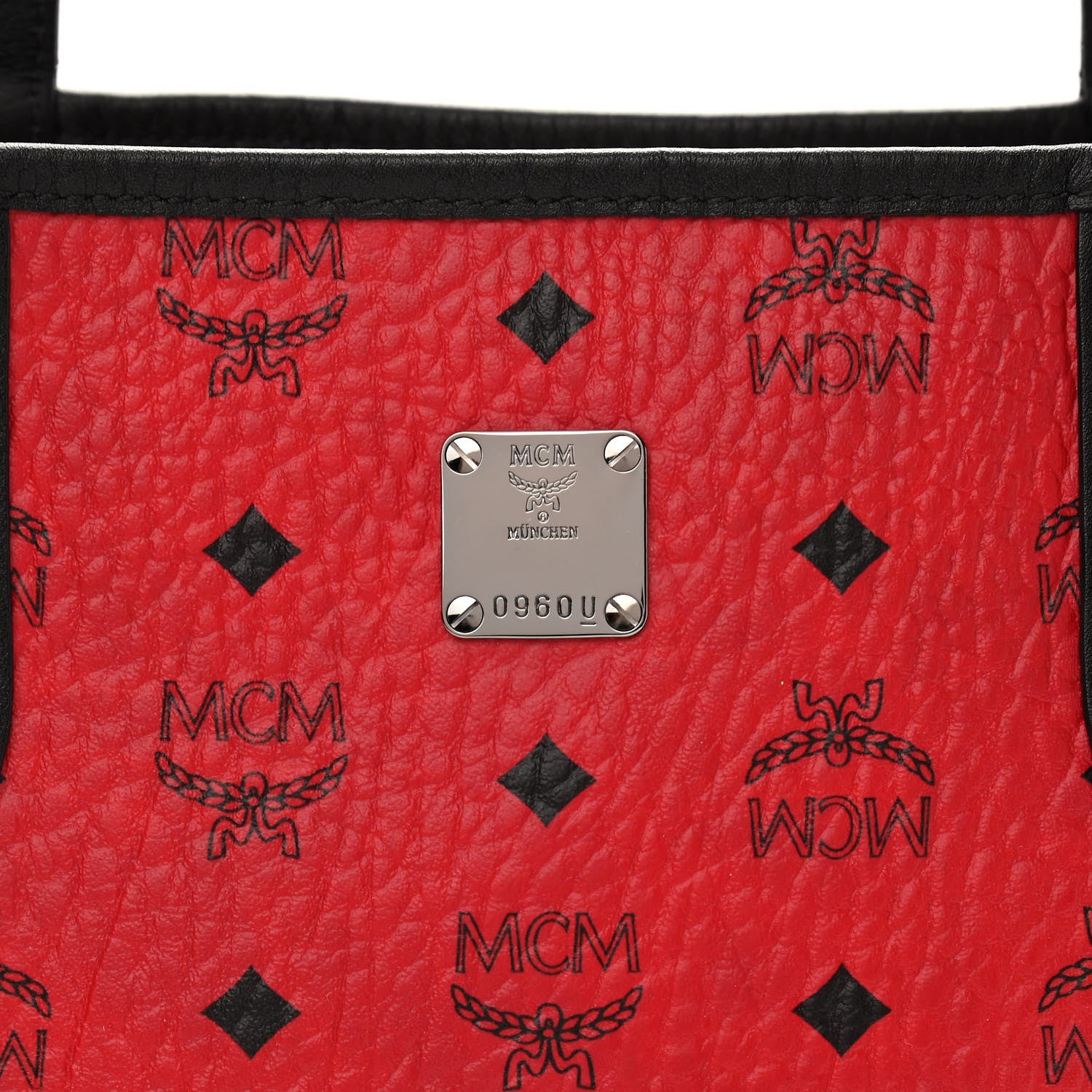 MCM Visetos Medium Project Reversible Shopper Tote Ruby Red Black 11 of 17