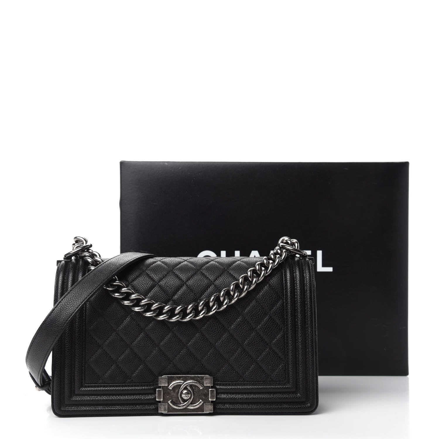 Chanel Caviar Quilted Medium Boy Flap Black 11 of 11