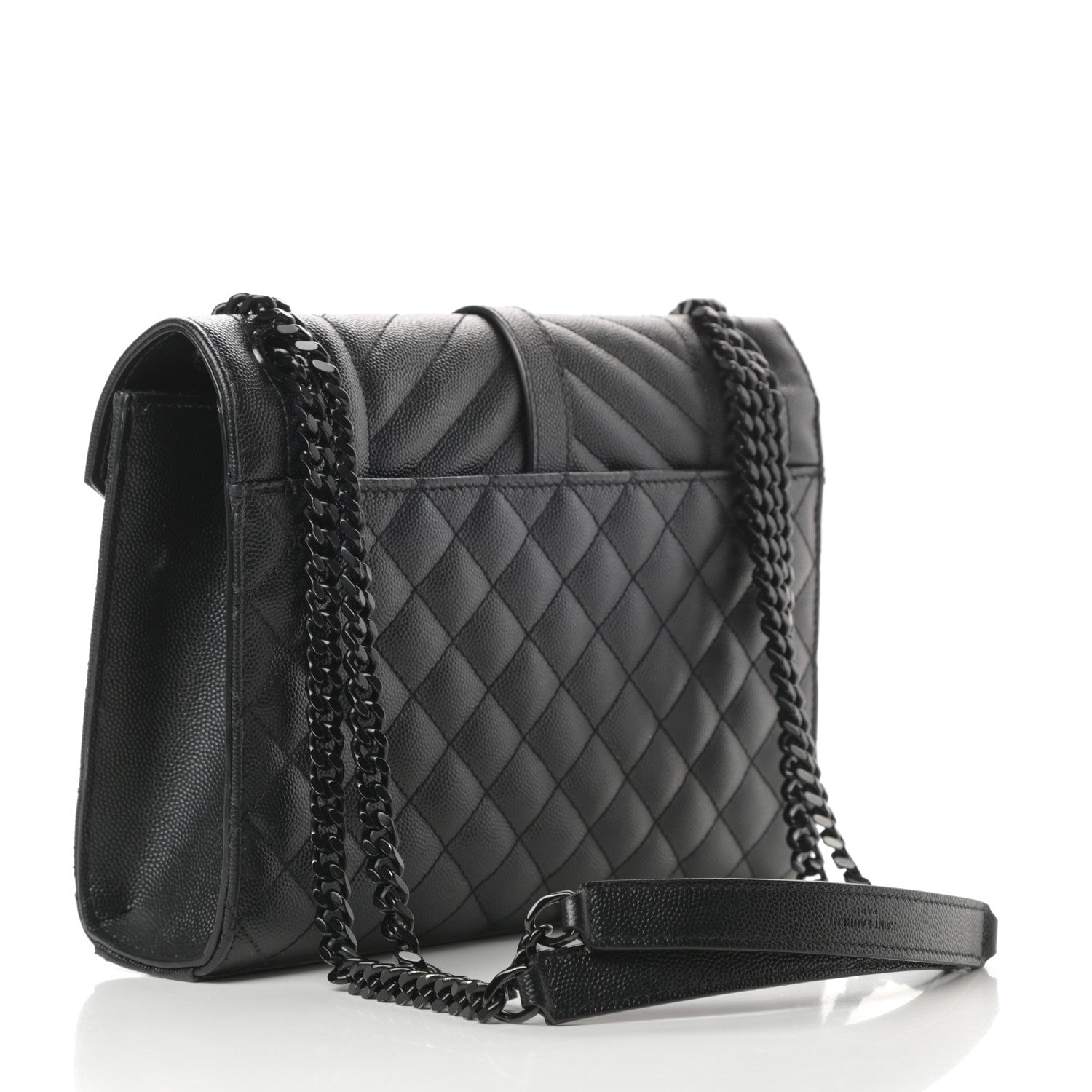 Saint Laurent Grain De Poudre Textured Mixed Matelasse Triquilt Medium Monogram Satchel Black 3 of 13