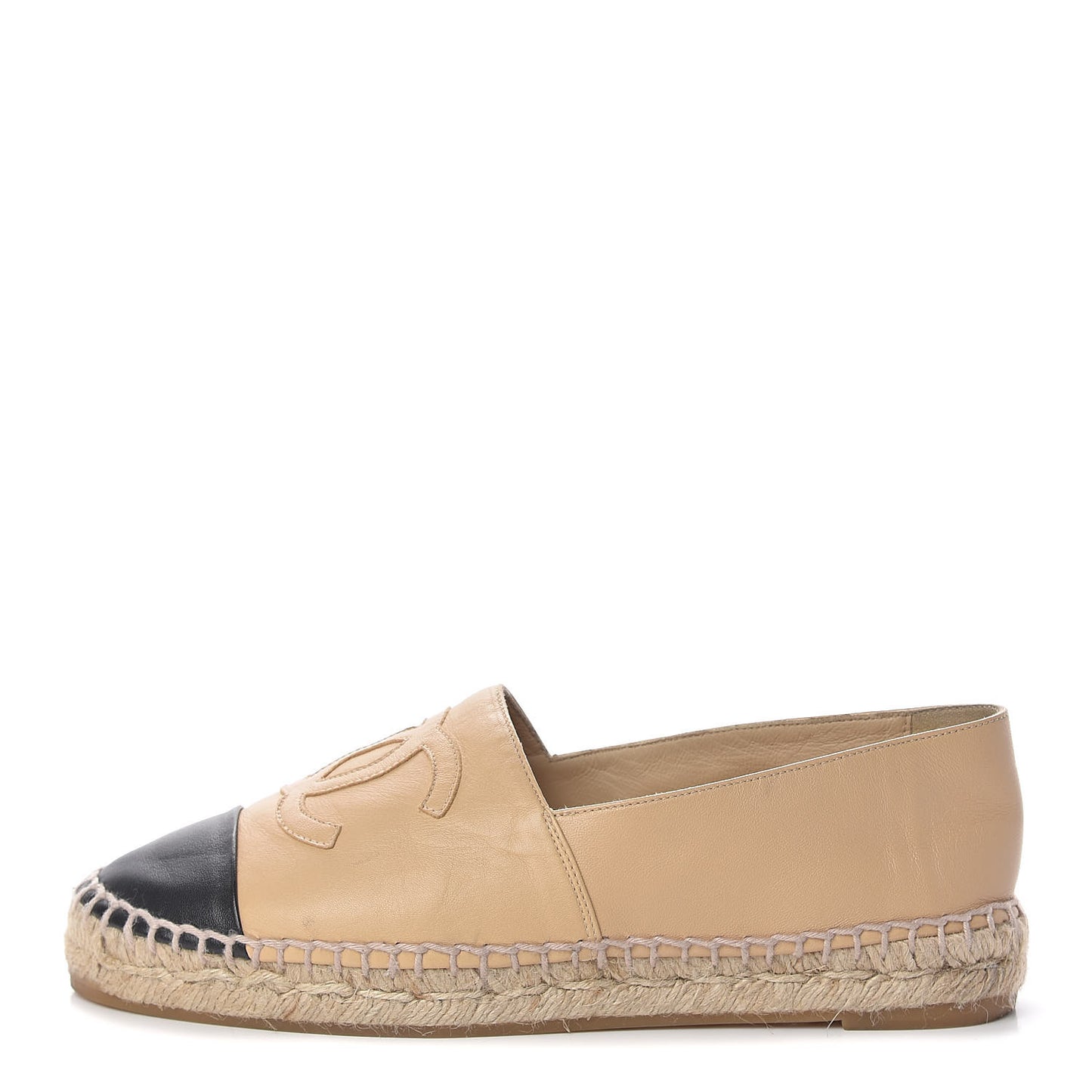 Lambskin CC Espadrilles 36 Beige Black