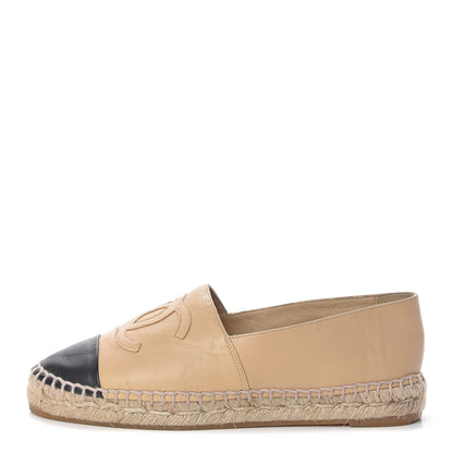 Chanel Lambskin CC Espadrilles 36 Beige Black 1 of 18