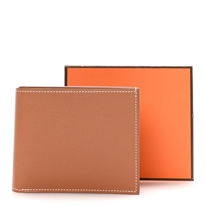 Hermes Evercolor Citizen Twill Compact Wallet Gold Bleu De France Bleu Saphir 8 of 8