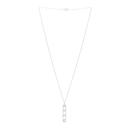 Tiffany 18K White Gold Diamond Narrow Atlas Bar Pendant Necklace 3 of 5