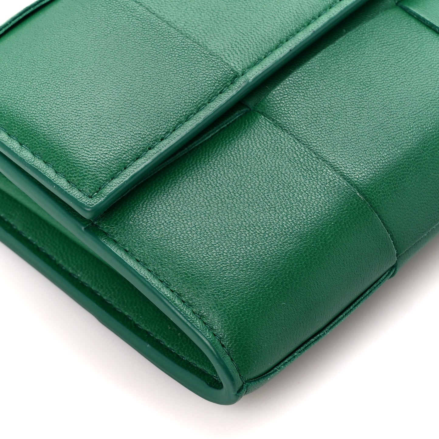 Lambskin Maxi Intreccio Cassette Flap Wallet Raintree