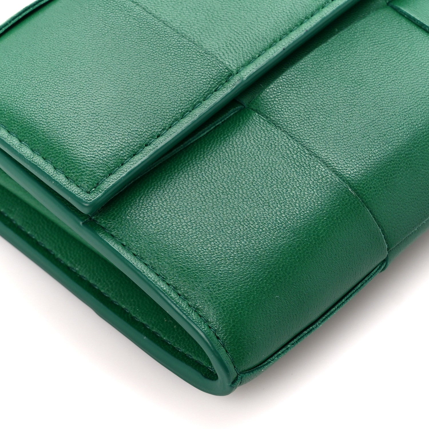Bottega Veneta Lambskin Maxi Intreccio Cassette Flap Wallet Raintree 10 of 11