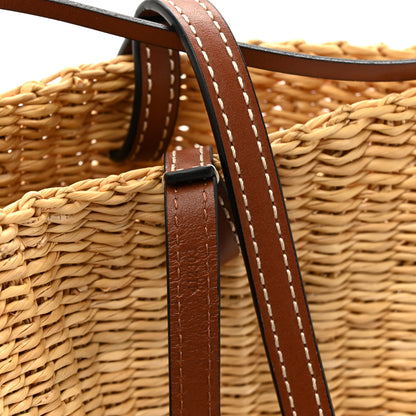 Loewe Raffia Calfskin Shell Basket Tote Natural Pecan 7 of 10
