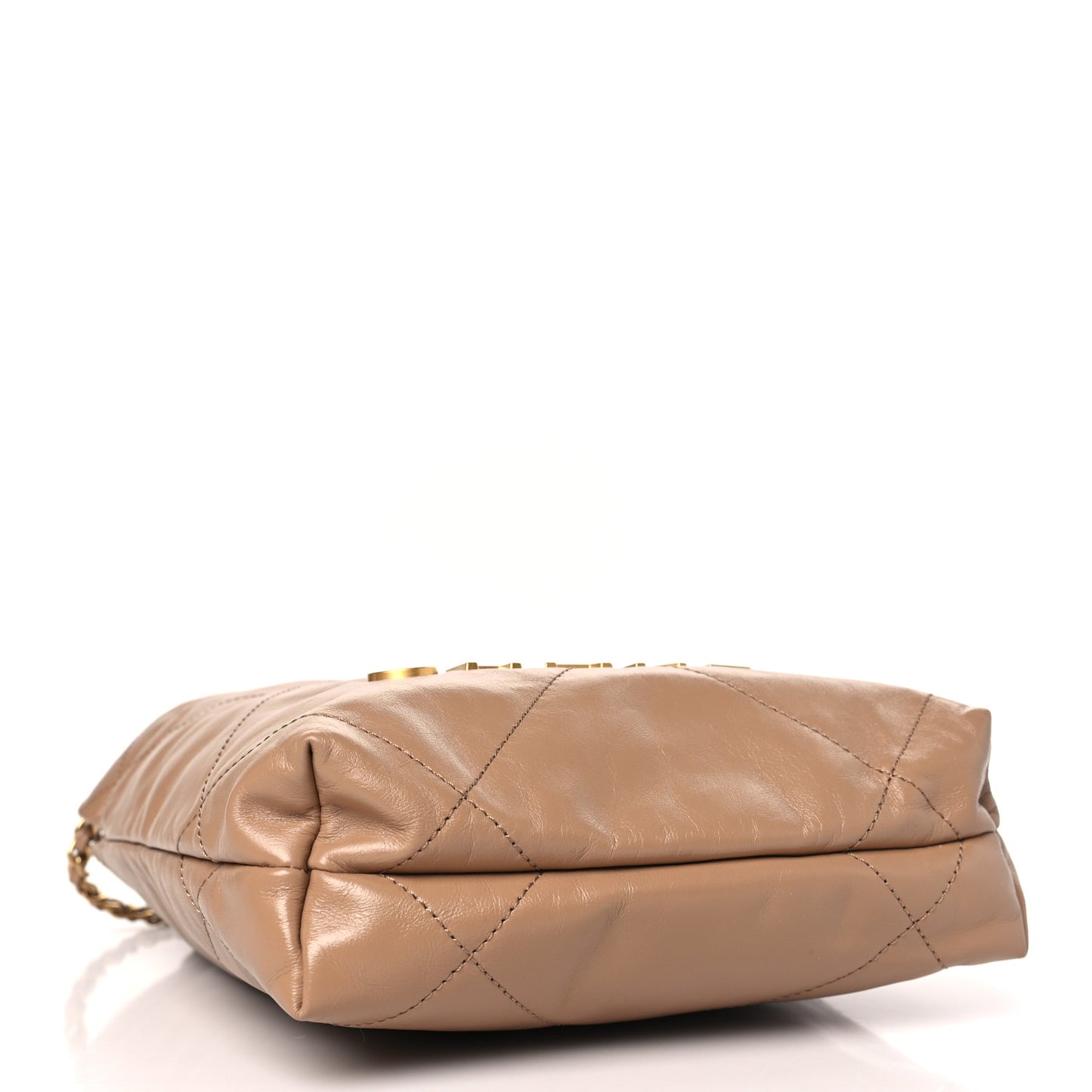 Shiny Calfskin Quilted Mini Chanel 22 Dark Beige