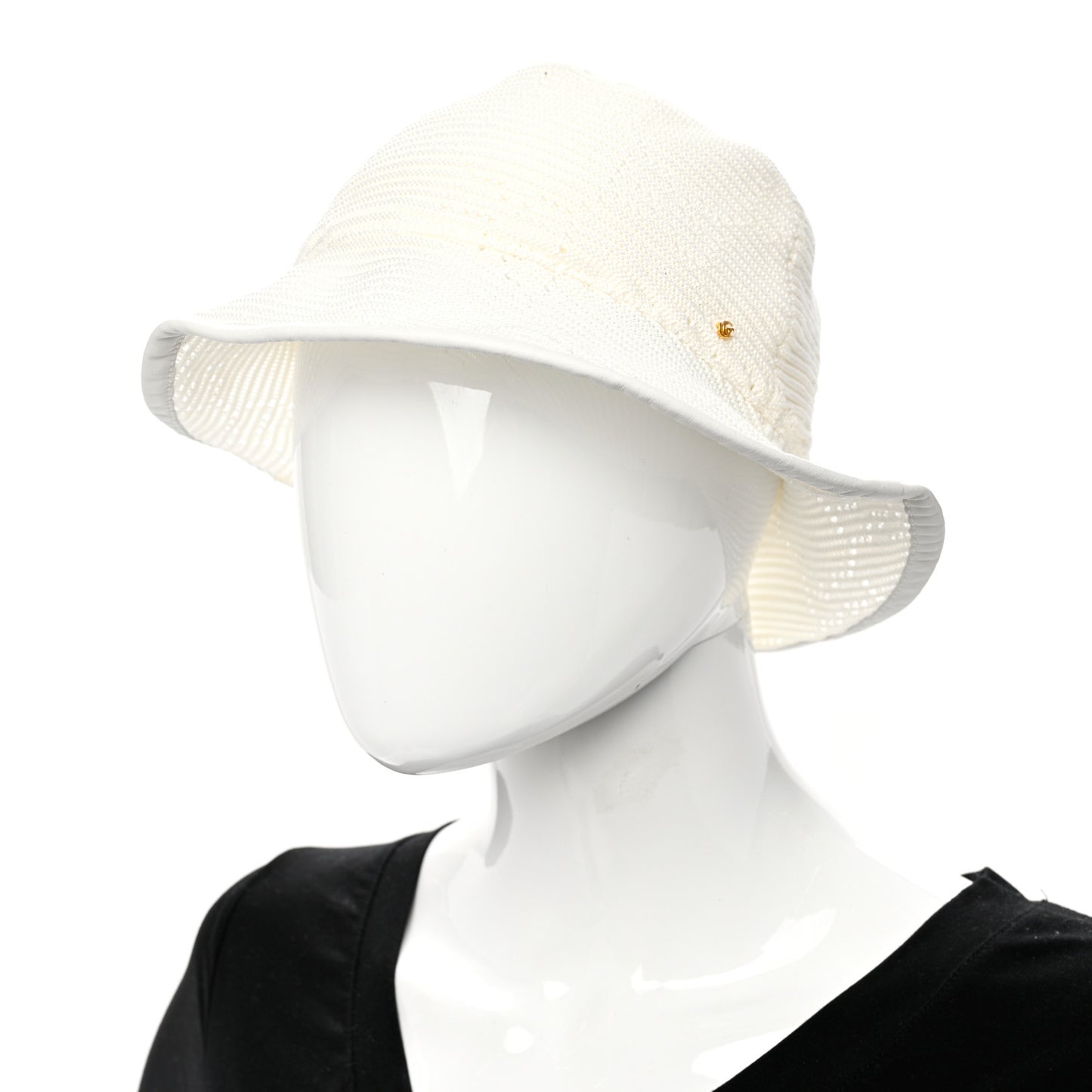 Cotton Crochet GG Monogram Bucket Hat S White