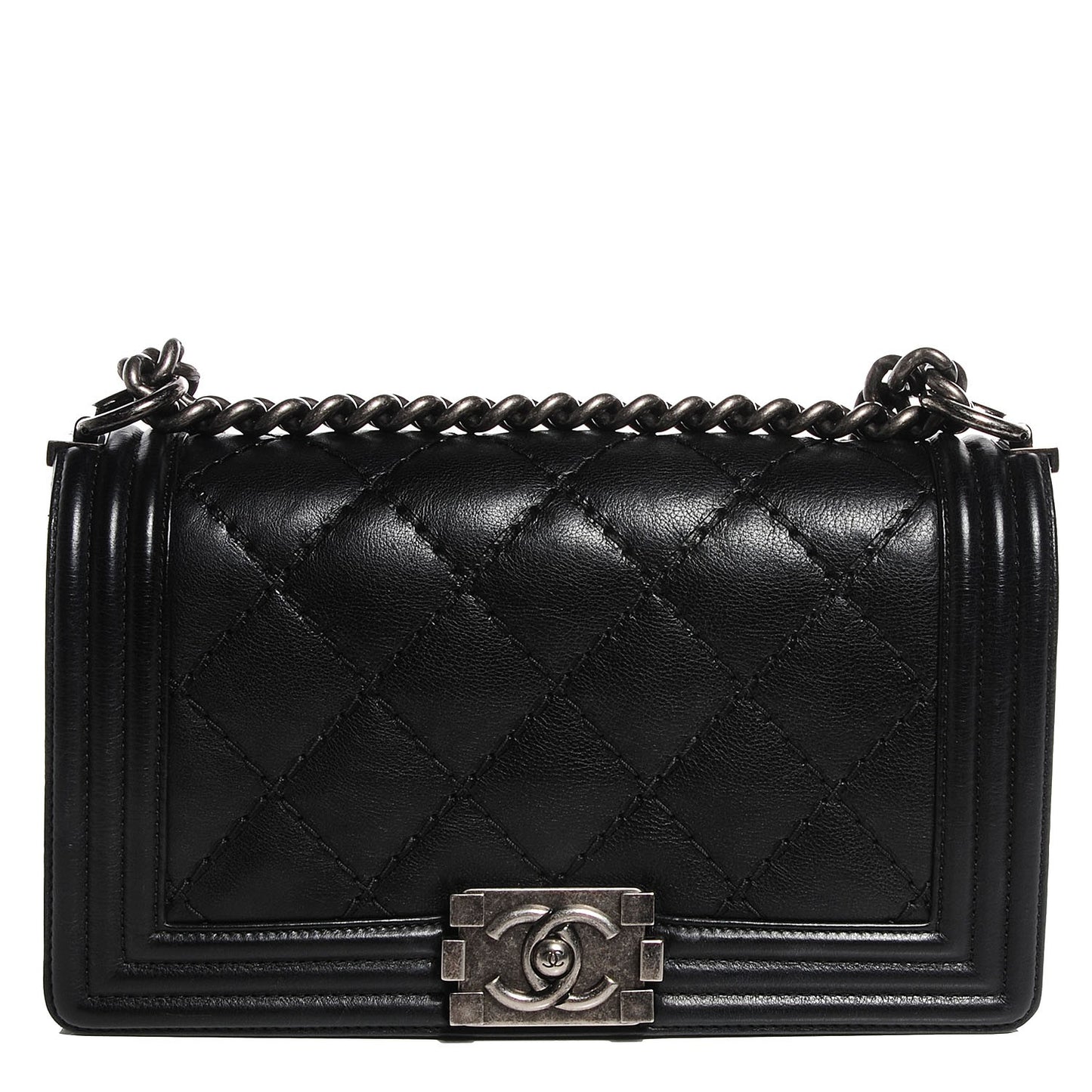 Calfskin Quilted Medium Boy Flap Black