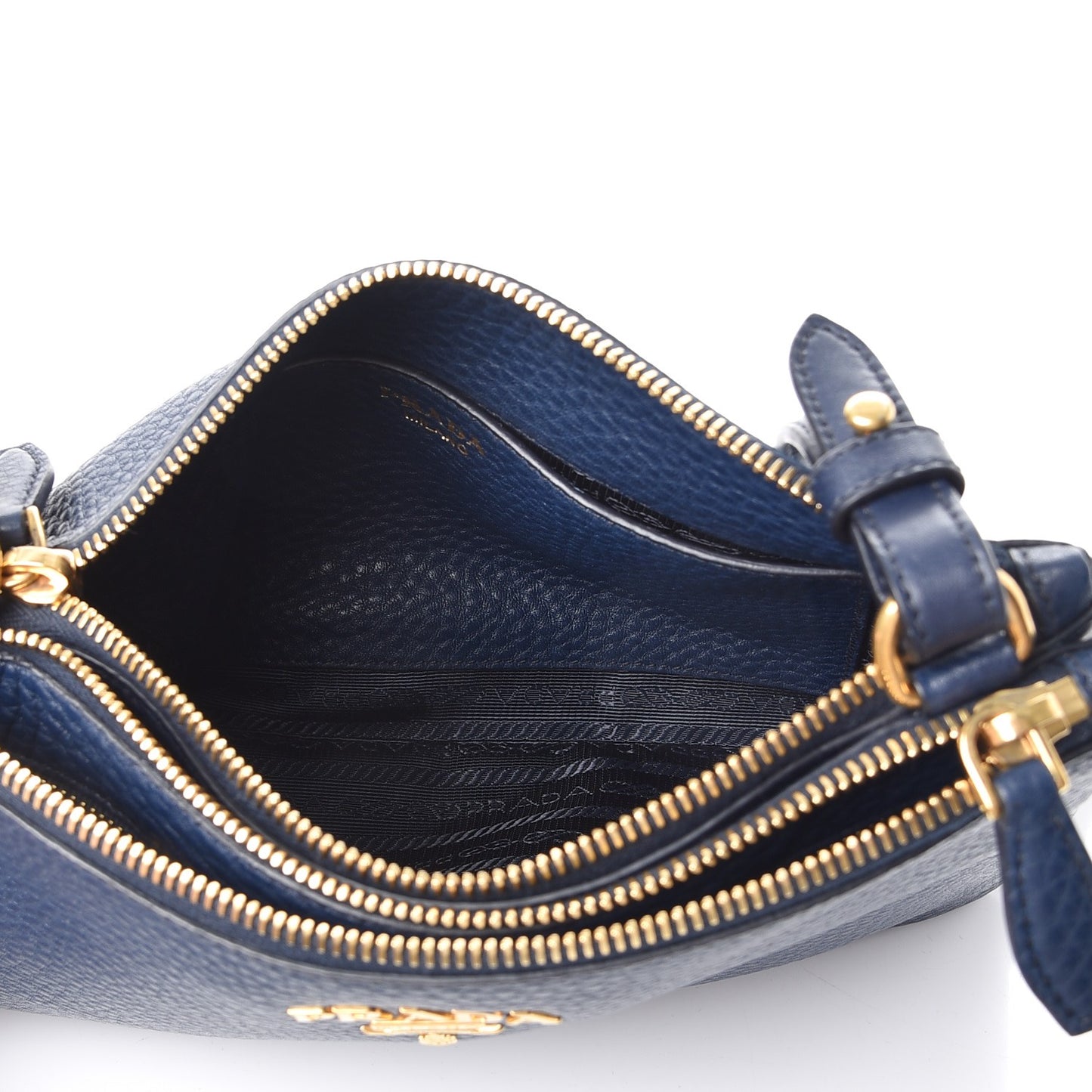 Vitello Daino Double Zip Crossbody Bag Baltico