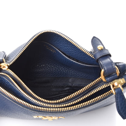 Prada Vitello Daino Double Zip Crossbody Bag Baltico 6 of 9