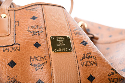 MCM Visetos Large Liz Reversible Shopper Tote Cognac 10 of 12