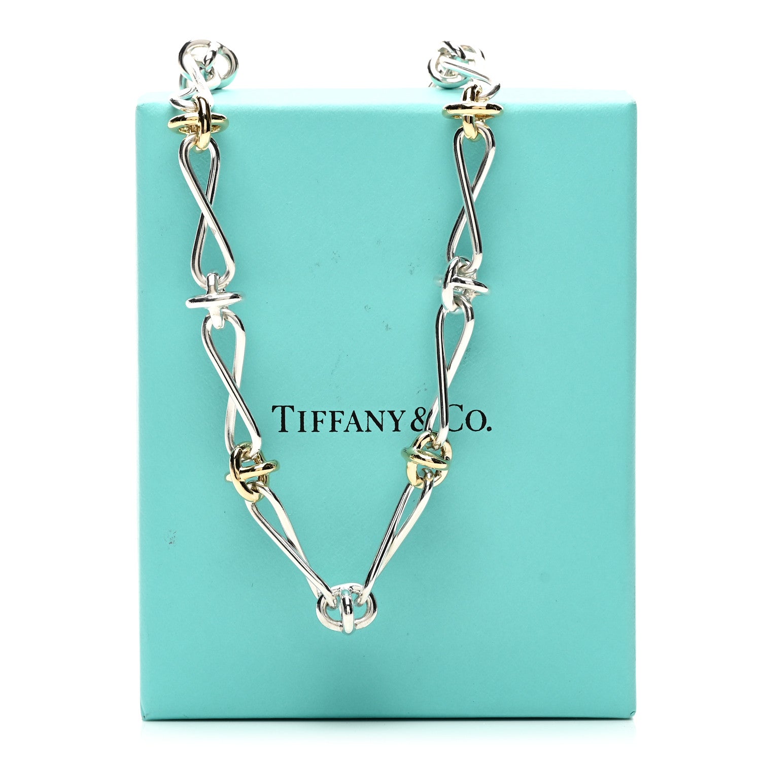 Tiffany Sterling Silver 18K Yellow Gold Paloma Picasso Twist Chain Necklace 6 of 6
